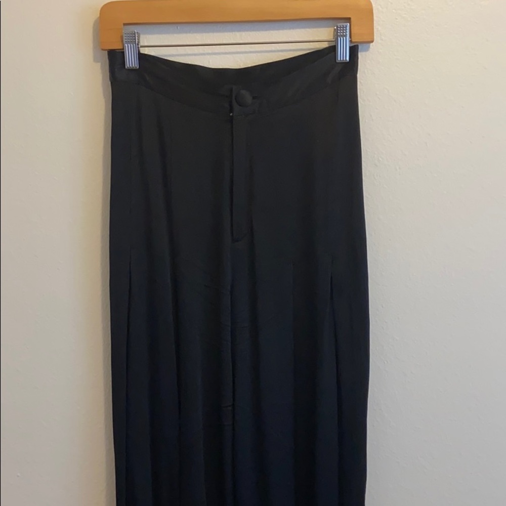 Free People Black Silk Wide Leg Pant